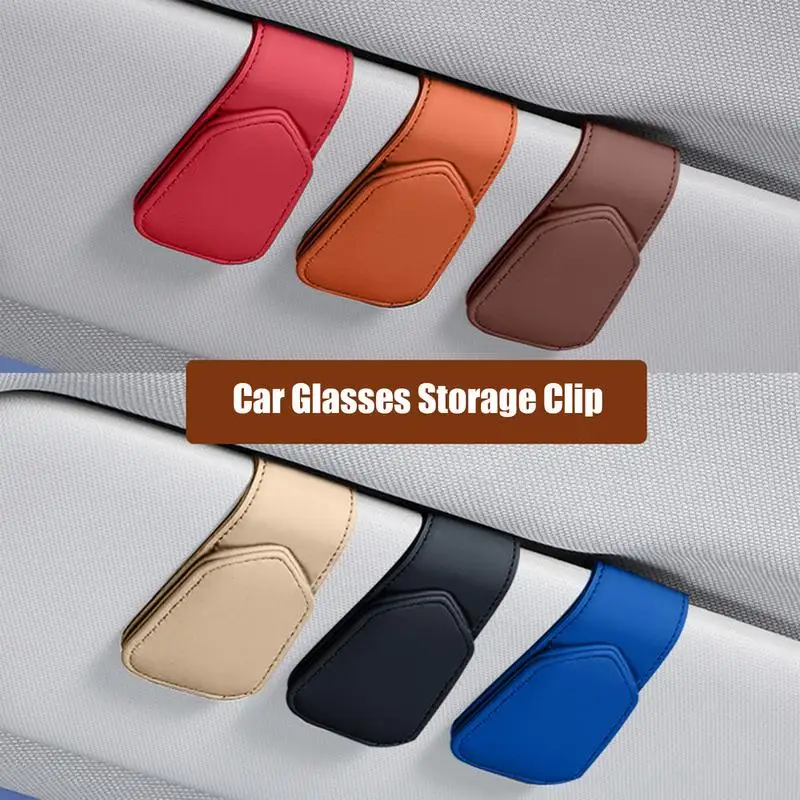 Car Auto Sun Visor Eyeglass Hanger Clip Leather Glasses Holder Magnetic Multi-Function Automobile Storage Accessories