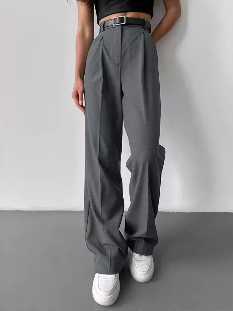 Spring Summer Street Trend Style High-waisted Trousers Women's Comfortable Casual Versatile Commuting Loose Straight Trousers