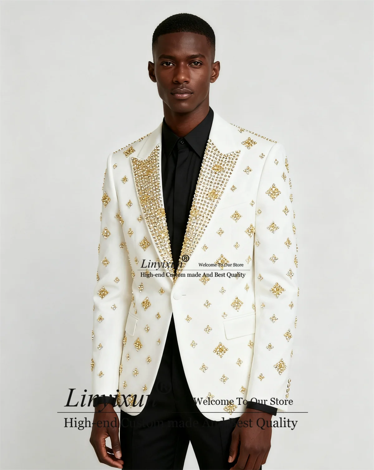 

Мужские костюмы с блестящими кристаллами и стразами, комплекты из 2 предметов, мужские пиджаки для жениха, формальные индивидуальные Ropa hombre, облегающие свадебные смокинги