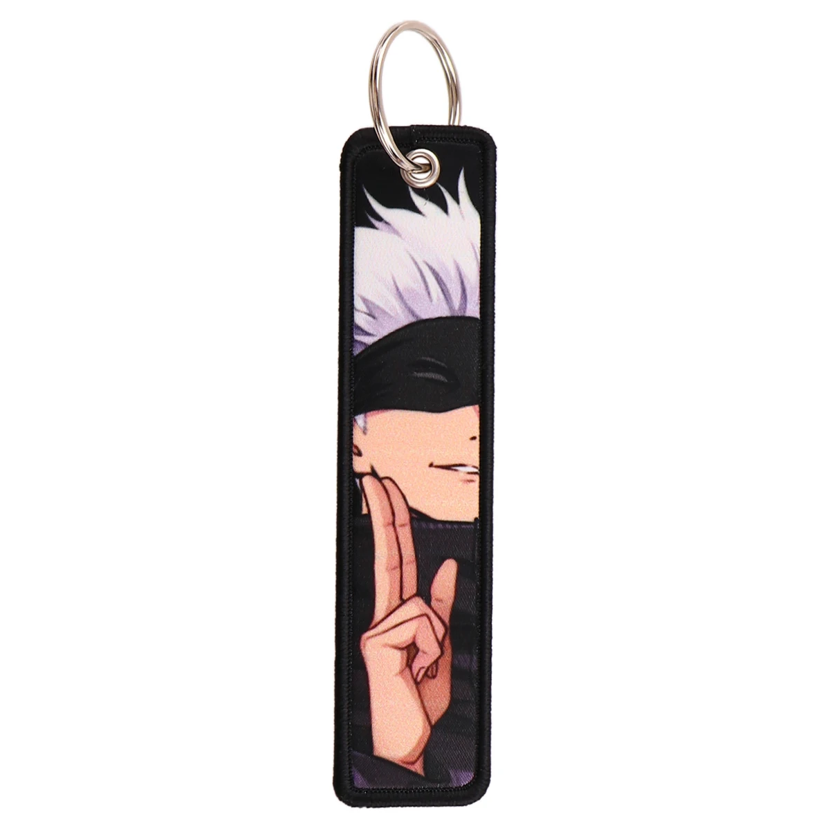 Anime Satoru Gojo Embroidery Key Fobs Japanese Manga Key Tag Key Chain Key Ring Accessories Backpack Chaveiro Key Holder Jewelry