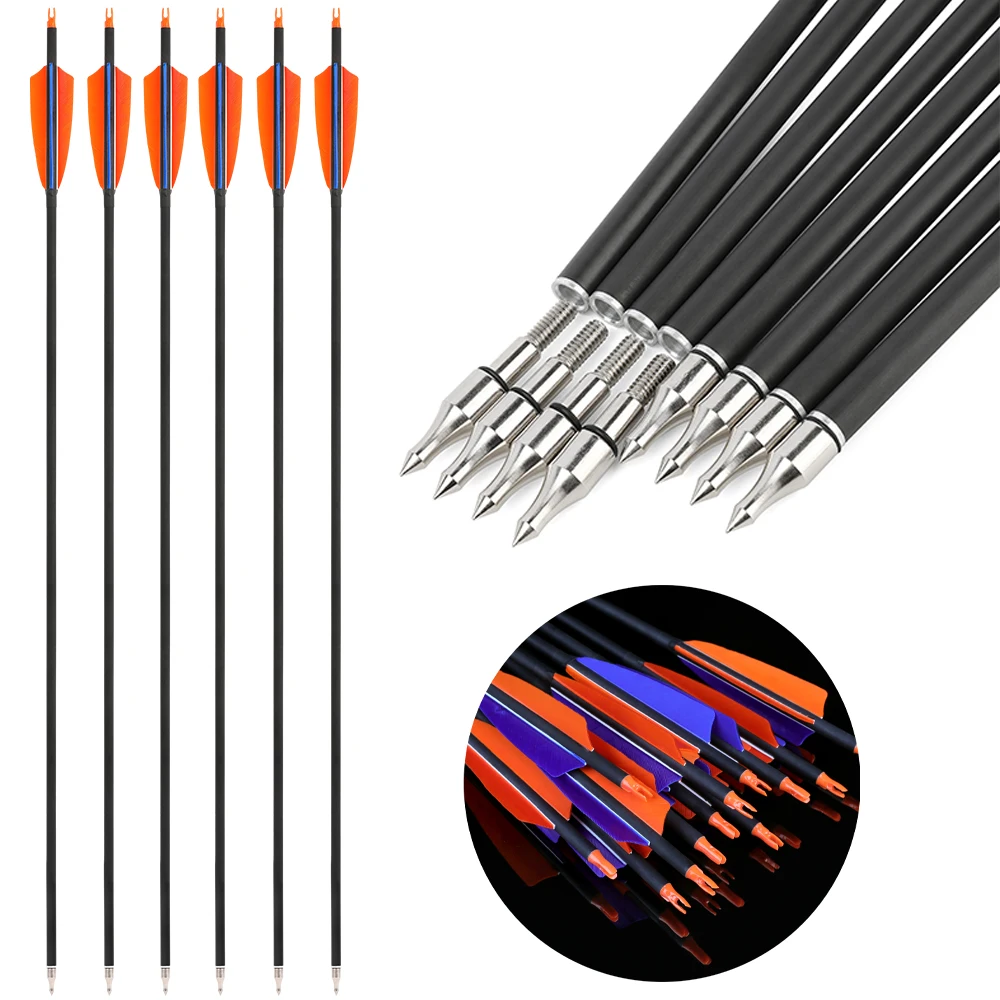 

‌6/12pcs Mixed Carbon Arrows Spine 500 4inch Left Wing Feather 100 Grains Arrowhead for Bow Hunting Archery Shooting Sports‌