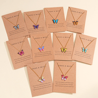 10 Pcs Fashion Butterfly Necklaces For Women Boho Vintage Colorful Simple Pendant Choker Chain 2024 New Jewelry Gifts Wholesale