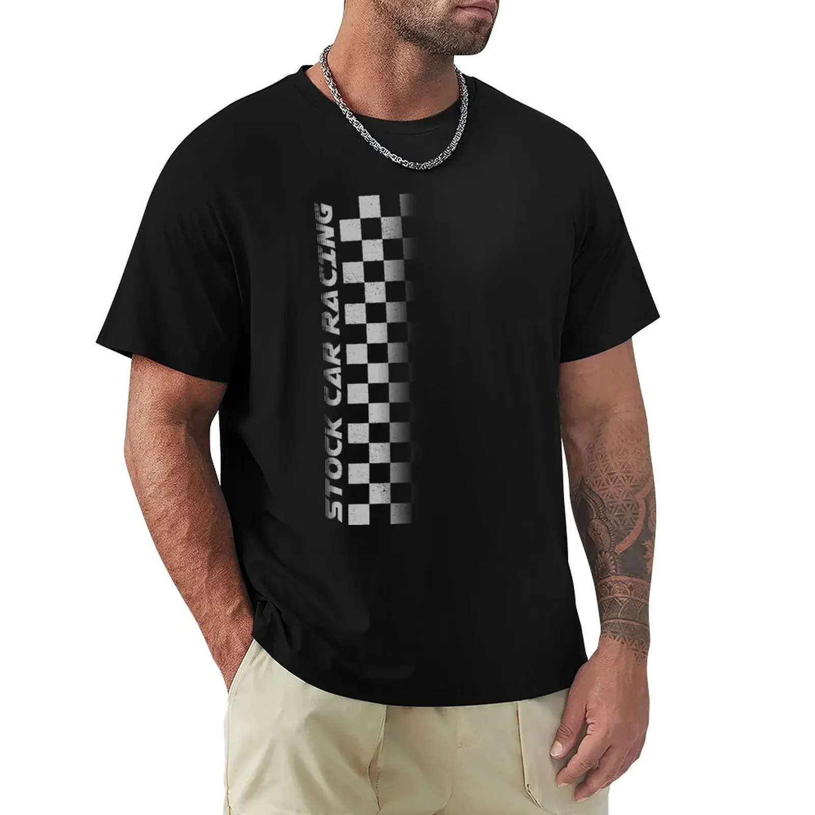 Stock Car Racing chequered flag side design T-shirt tops summer tops tees boys animal print mens vintage t shirts