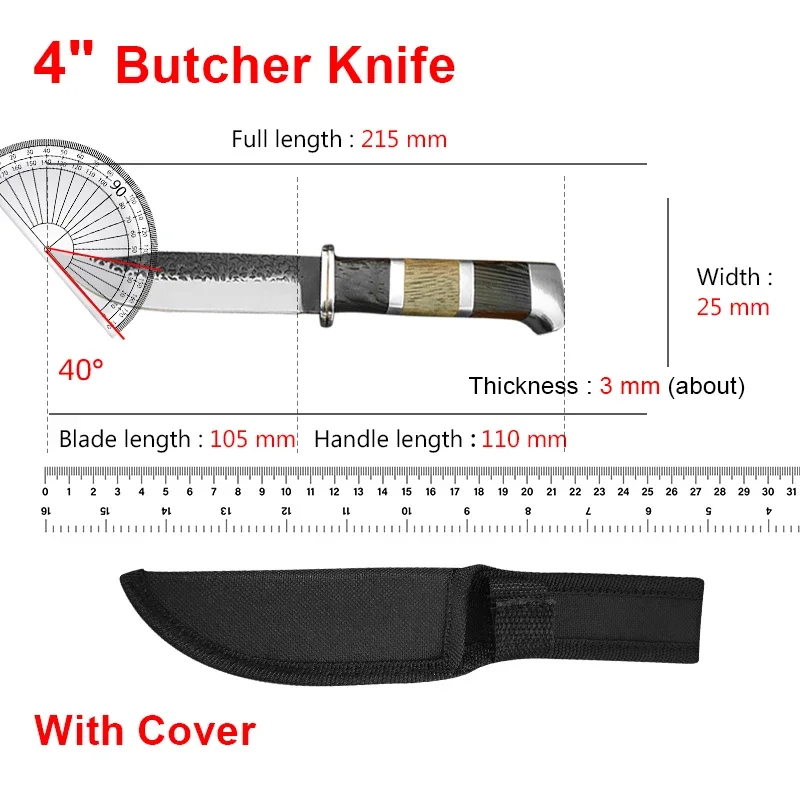 Boning Knife Hand Forged Blade Wooden Handle Kitchen Knives Cleaver Meat Fruit Fish Slicing Knife Chef Cooking BBQ Butcher Knife