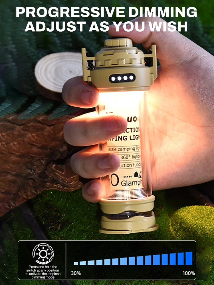 

Outdoor camping lamp Flashlight with Tripod Multifunctional Rechargeable Portable Lantern Waterproof Emergency Lamp 3000mAh