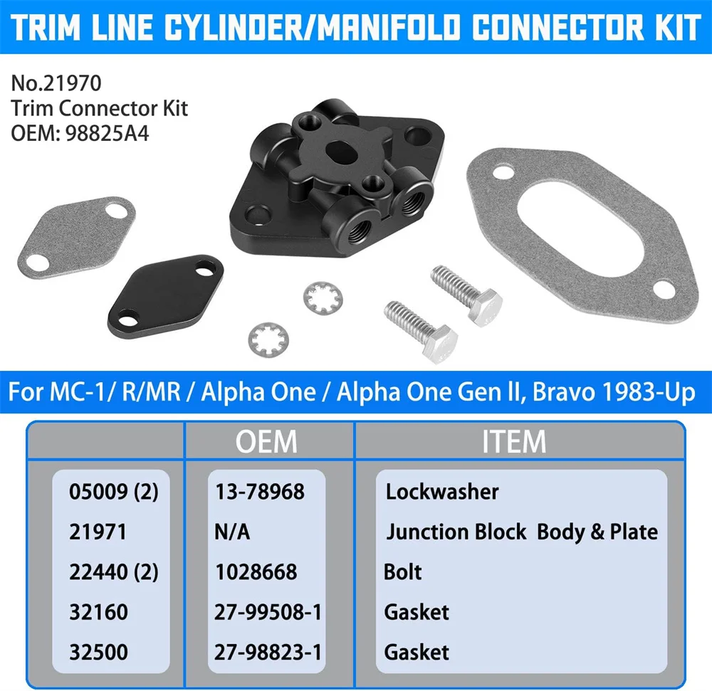 21970 Trim Connector Assembly Kit für Mercruiser Alpha Bravo Drives, ersetzt 98825A4 8M 0080805 8M 0137703 – Detail 5