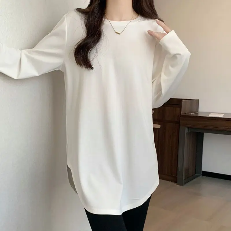 Autumn and Winter New Mid-length German Velvet Warm Bottoming Top for Women Plus Size Loose Belly-covering Long-sleeved T-shirt