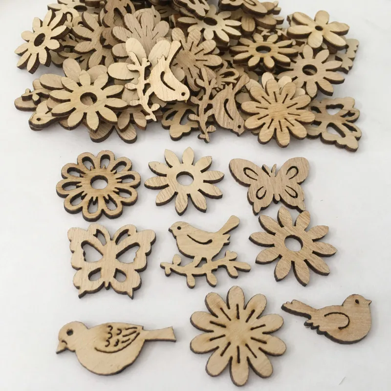 50pcs Christmas Tree Wood Hanging Pendant Christmas Party Decorations Craft DIY Ornament Hanging Tag For Happy New Year