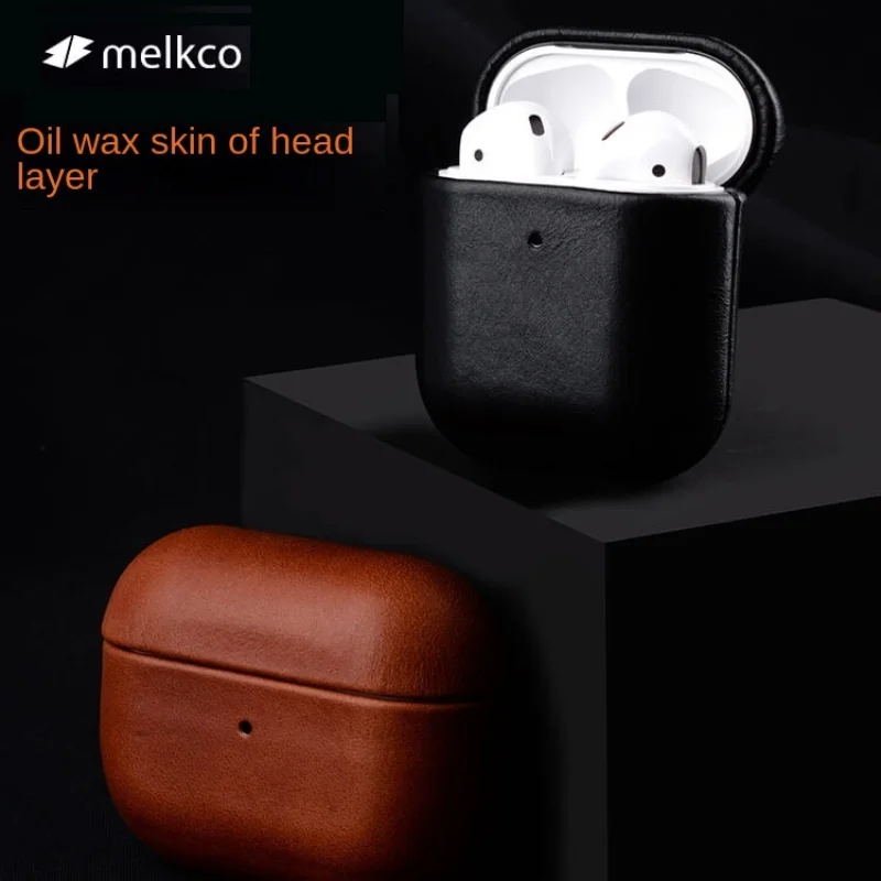 Melkco Premium Genuine Cowhide Leather Case for Airpods Pro 2 Luxury Earphone Cover for AirPods 3 2 1 Pro Vintage Shell