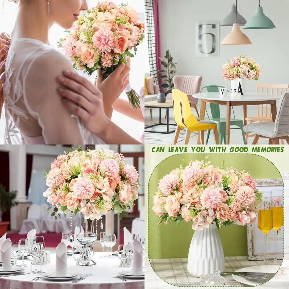 

Искусственные пионы из шелка, светло-розовые, набор из 12 штук для свадебных композиций и декора ваз