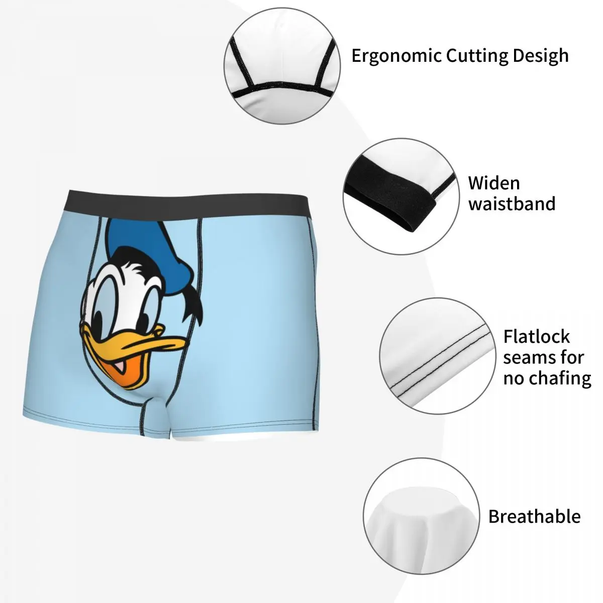 Novelty Boxer Donald Duck Shorts Panties Briefs Men\'s Underwear Mid Waist Underpants for Homme S-XXL