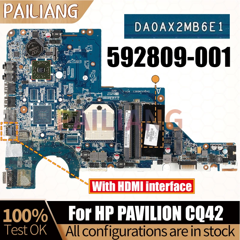 Imagem -02 - Pailiang-motherboard Laptop para hp Pavilhão Cq42 s1 Da0ax2mb6e1 592809001 Interface Hdmi Ddr3 Testado