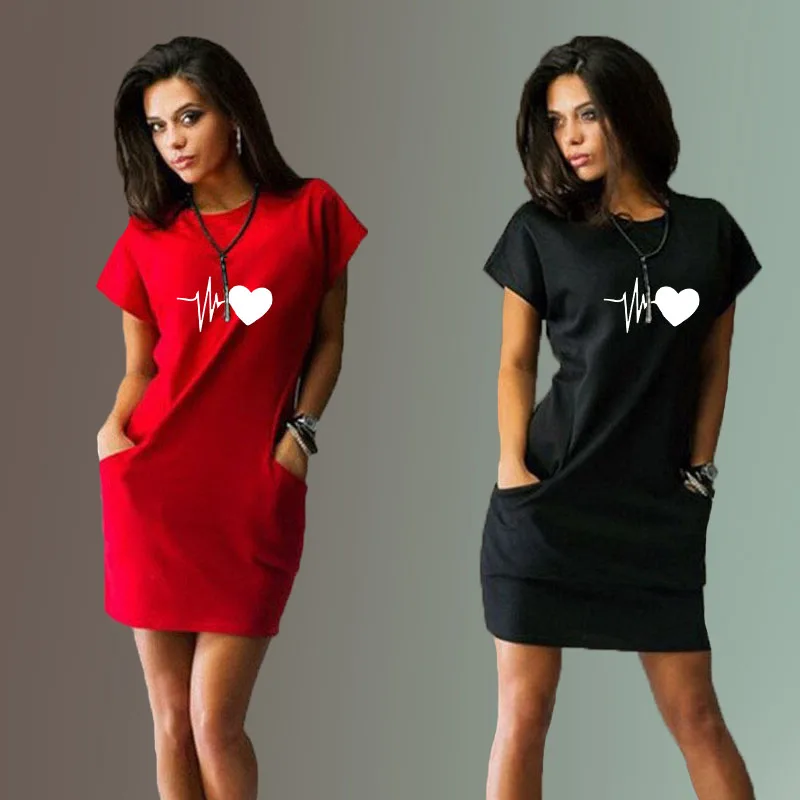

New fashionable and simple short sleeved round neck dress, summer casual women's white-collar party beach women's clothing