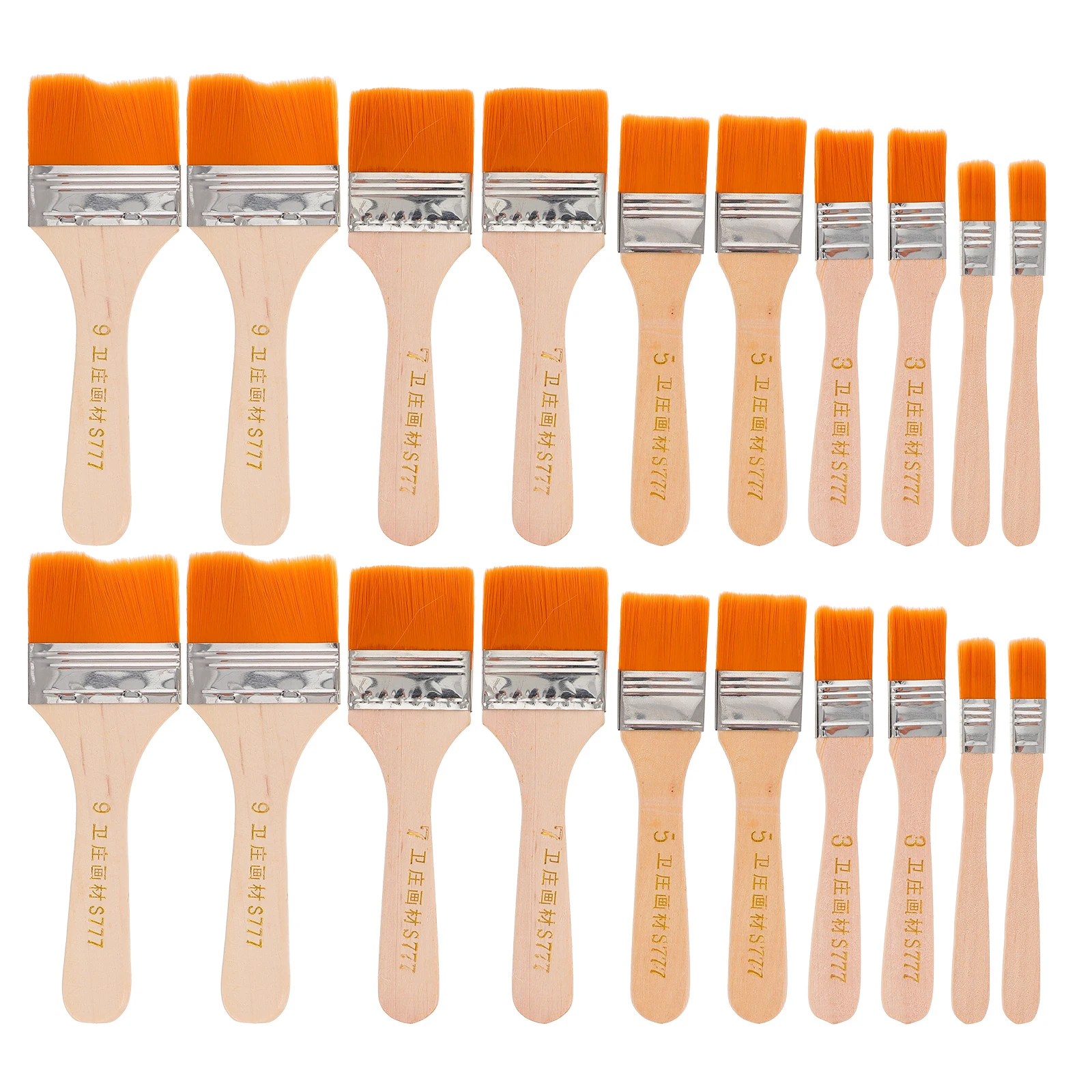 

50Pcs Flat Paint Brushes Wooden Handle Nylon Art -Purpose Oil Acrylic Watercolor Drawing Flat Paint Set