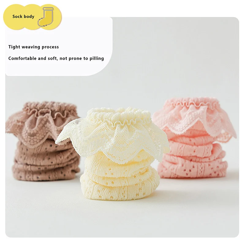 Toddler Girls Knee High Socks Infant Baby Summer Breathable Knit Lace Ruffle Princess Socks for Party Wedding Photography