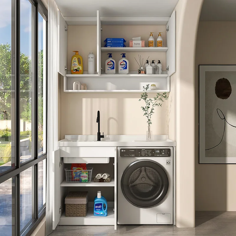 Roller laundry with honeycomb combination aluminum cabinet laundry balcony table integrated washboard laundry wardrobe pool wash