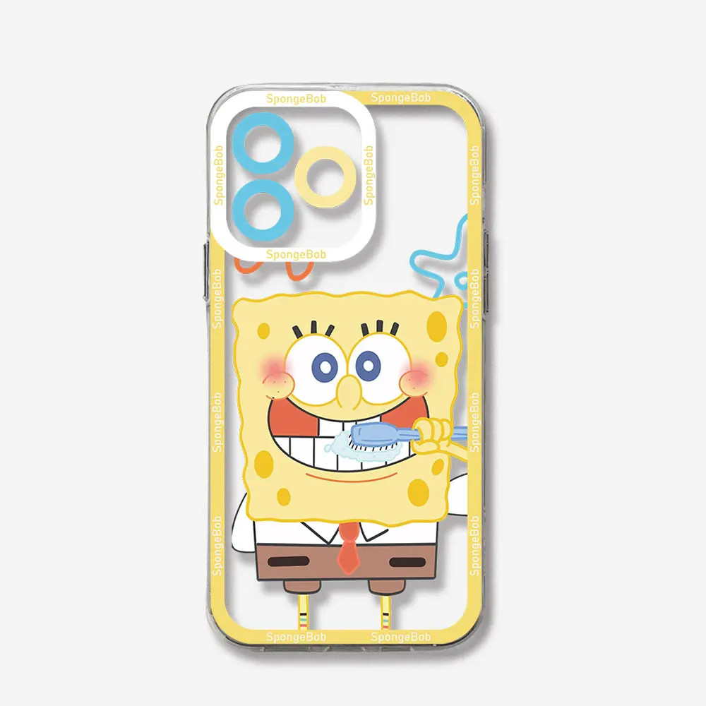 Cartoon S-Spongebobs Phone Case for Xiaomi Redmi Note 13 12 12C 11 10 10C 10s 9 9s 9A 9T 9C 8 7 Pro Max 4G 5G Transparent Cover