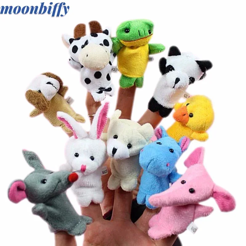 Nuovo 5/10pcs Cartoon animale biologico burattino da dito giocattoli di peluche bambino bambole bomboniere giocattoli per bambini Muppets Marionette burattino a mano