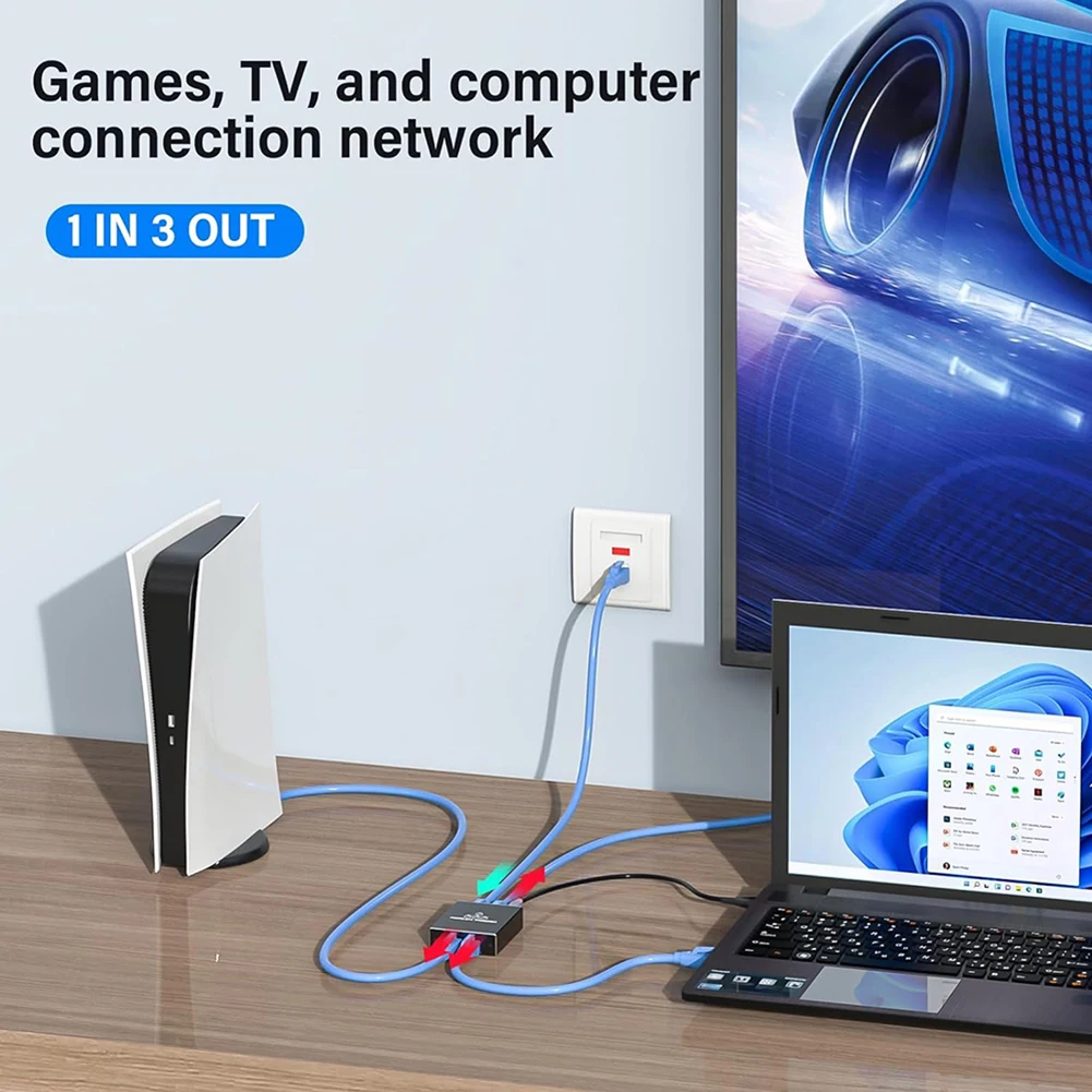 Разветвитель Gigabit Ethernet от 1 до 2/1 до 3/ 1 до 4 Сетевой разветвитель RJ45 1000 Мбит/с Интернет-разветвитель для кабельного маршрутизатора Cat5/5e/6/7/8