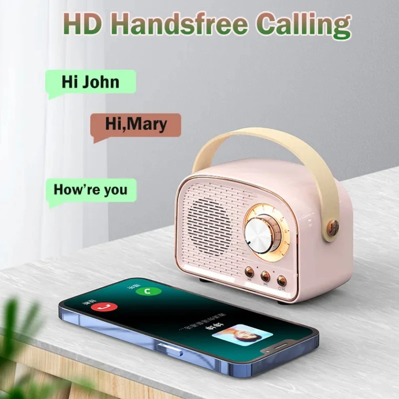 Retro Bluetooth-compatible Speaker Cute Mini Speaker with FM Radio Wireless Speaker 6