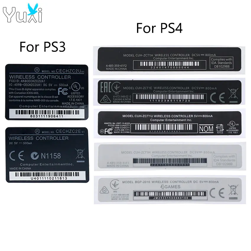 YuXi 1 Piece For PS4 Controller Back Label Housing Shell Sticker Seals For PS3 Wireless Handle Replacement