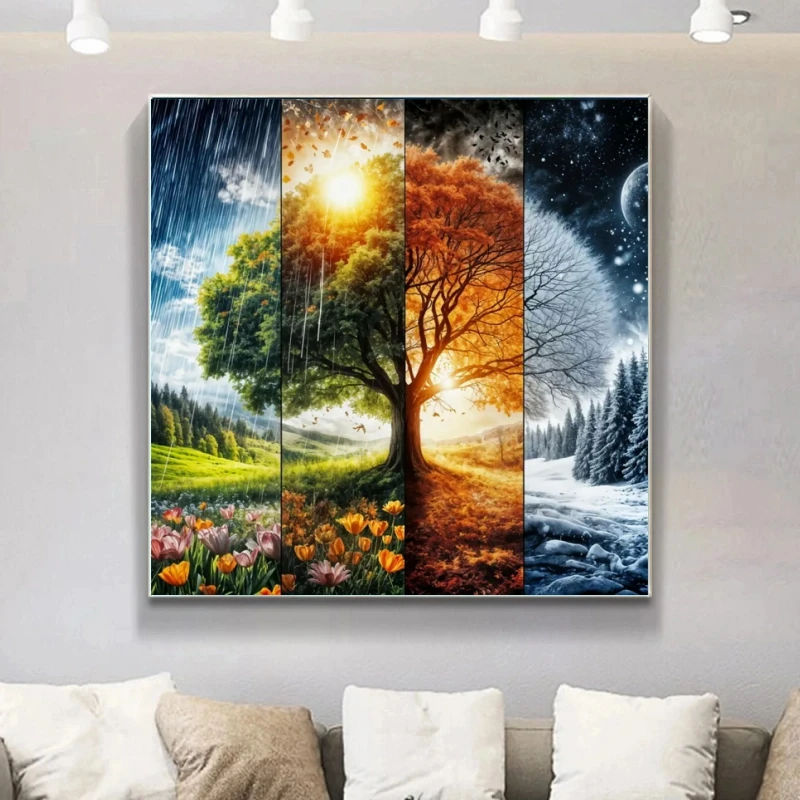 5D DIY Vier Jahreszeiten Wald Bäume Diamant Malerei Kunst Landschaft Volle Runde Diamant Mosaik Handwerk Strass Kit Einzigartiges Geschenk