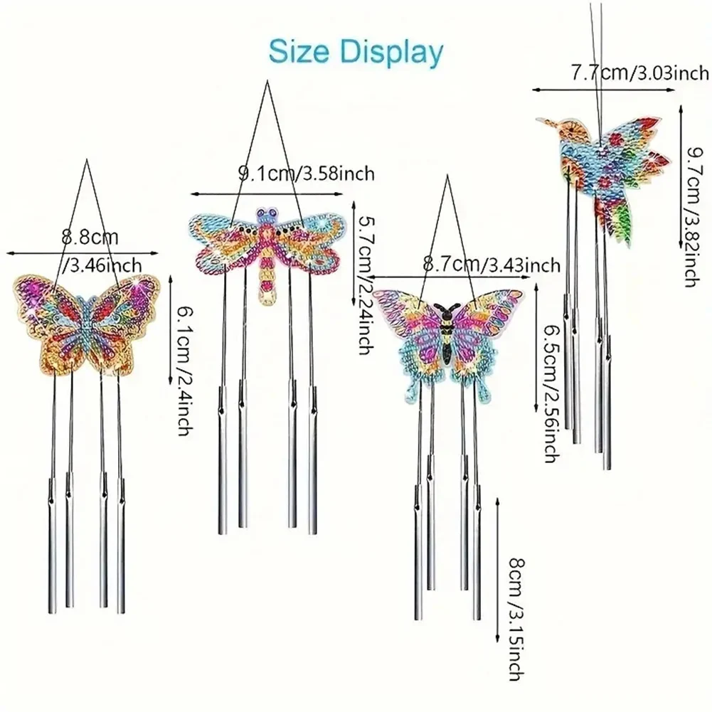 

Diamond Art Painting Wind Chime Acrylic Animal Fairy Flower Diamond Art Painting Wind Bell Hanging Sign Bedroom Decoration