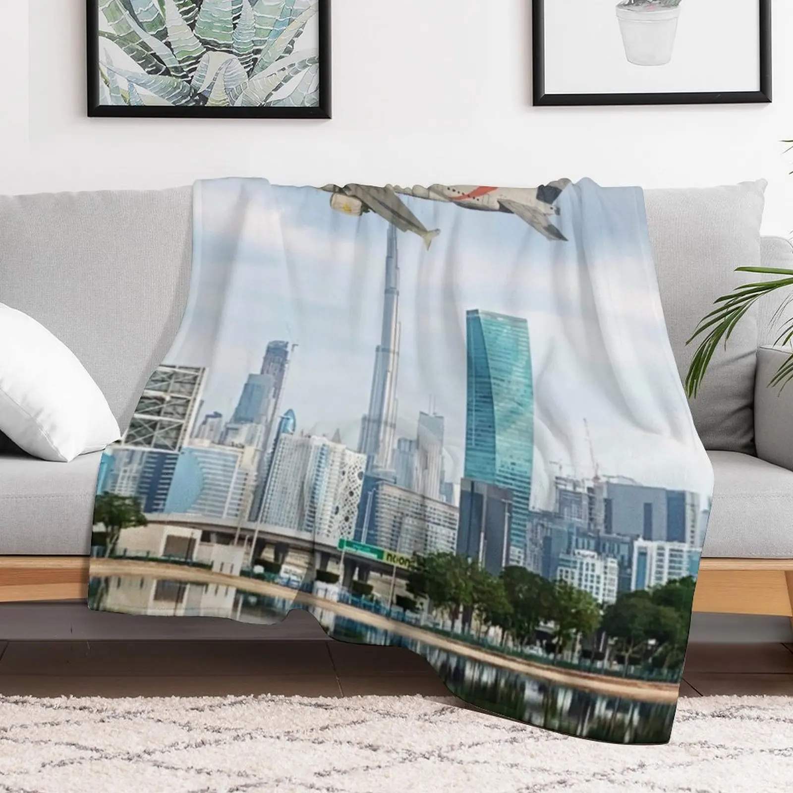 Emirates Airbus A380 flying over Dubai Throw Blanket Hairy Thermal manga For Baby Blankets