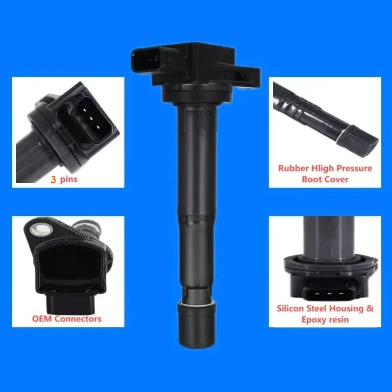 4PCS  Ignition Coil #30520-PNA-007 For Honda Civic 2.0L Element 2.4L CR-V For Acura  Accord C/RSX S2000 UF311 UF393 2002-2011