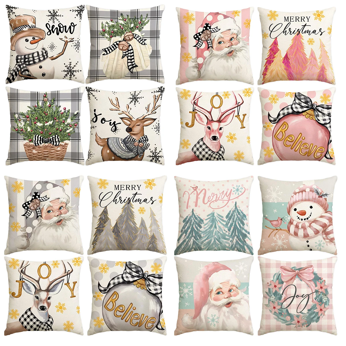 

1 \ 4 шт. серый рождественский снеговик, рождественский наволочка с принтом оленя, домашний чехол для украшения дивана (без сердечника подушки)