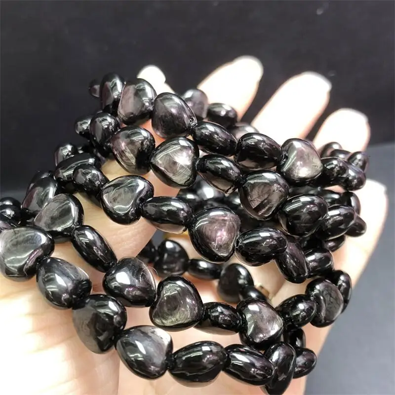 10MM Natural Hypersthene Heart Bead Bracelet Energy Gemstone Women Stretch Jewelry Healing Birthday Present 1PCS