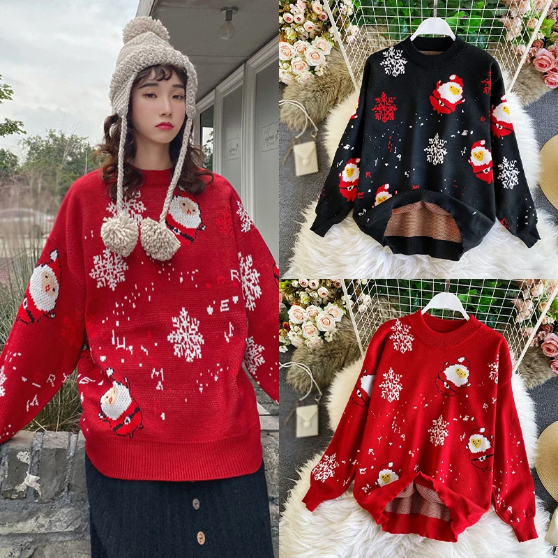 Couple Outfit Santa Claus Sweater Loose And Thick Knit Sweater For Autumn And Winter Casual And Versatile Knitted Couple Jacket