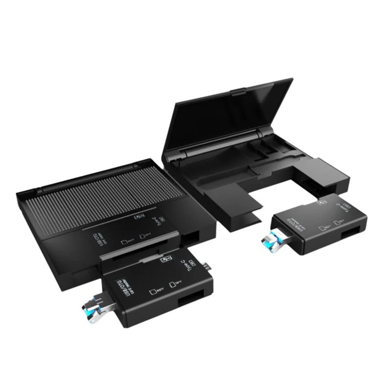 ABKI-7 In1 قارئ بطاقات متعدد الوظائف صندوق تخزين USB2.0 TF SD بطاقة الذاكرة حافظة مايكرو نوع C محول بطاقة صندوق تخزين B