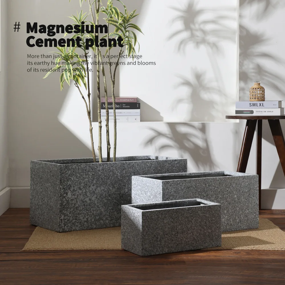 Rectangular planter magnesium clay pot outdoor courtyard planting manger sunshine pot large planter Nordic style greenery indoor