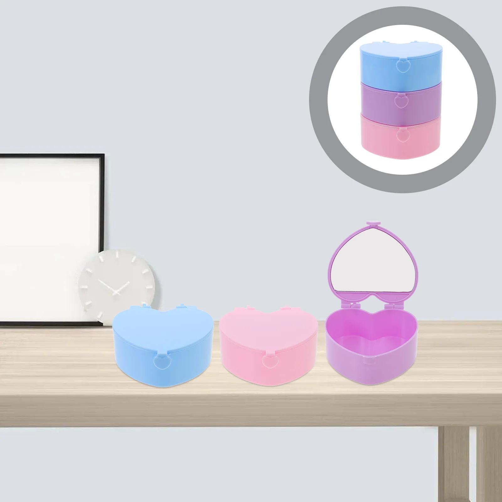 3 قطعة صندوق مجوهرات على شكل قلب منظم سفر محمول حقيبة تخزين صغيرة للأقراط والقلائد والخواتم هدية للنساء #1