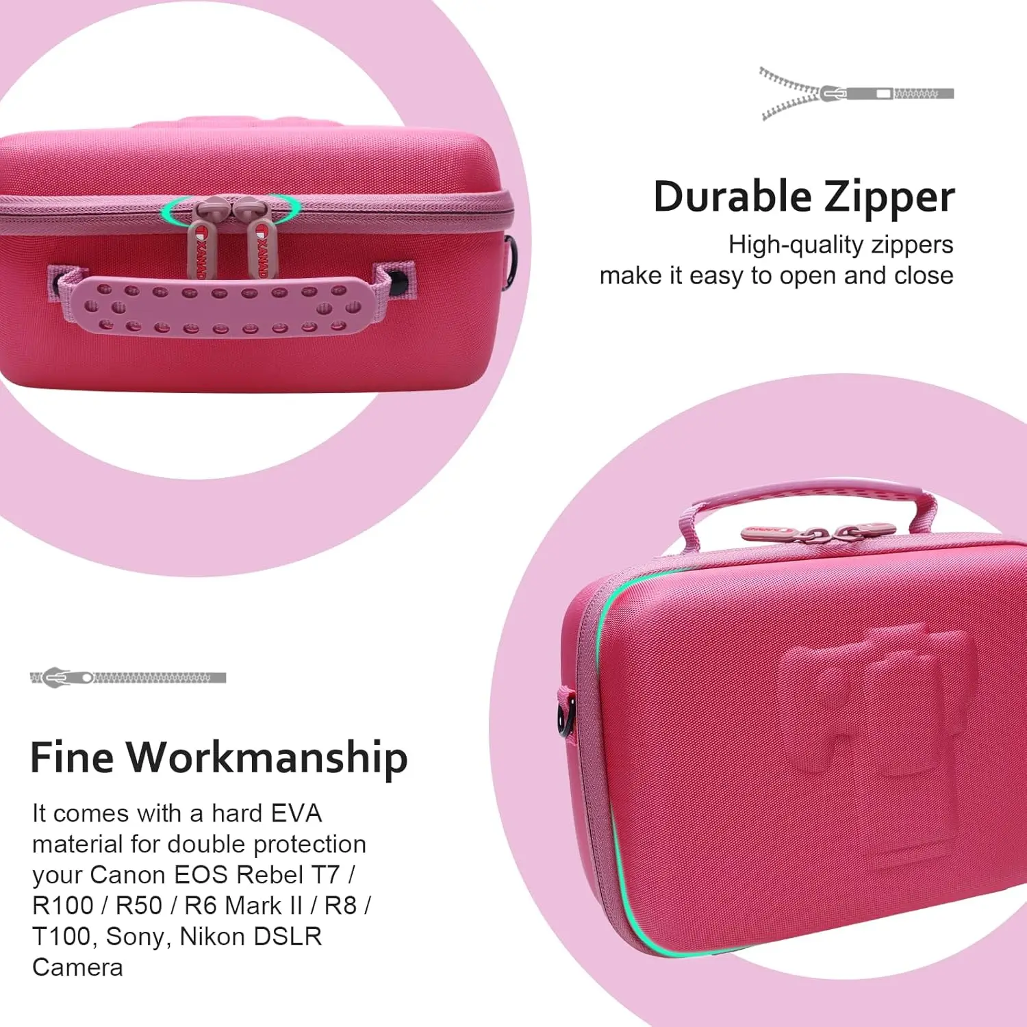 حافظة كاميرا لكاميرات Canon EOS Rebel T7/R50/R6 Mark II/R100/R5 Mark II/RP/R7/SL3/R5/T100 DSLR مع عدسة وحامل ثلاثي القوائم وحزام كتف و4 D #4