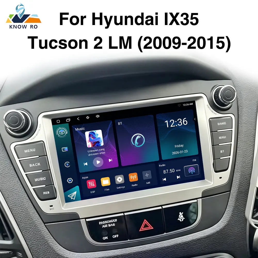

KNOW RO Carplay BT GPS WIFI Screen Android 16 Carplay For Hyundai IX35 Tucson 2 LM 2009 - 2015 Car Radio Multimedia Video Player