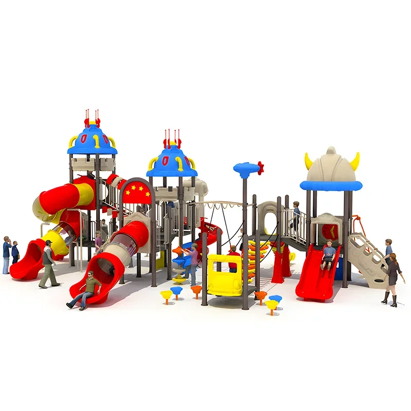 Large Outdoor Playground Set with Aluminum Slide Tube Swing and Park Ride for Kids Garden Playhouse Toy Stand for Backyard