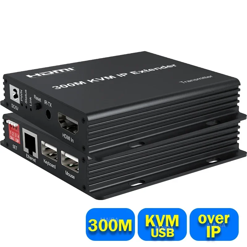 HDMI KVM Extender over IP Rj45 cat6 cable 300M HDMI USB KVM Ethernet Extender via Network Switch for PS4 Camera PC To TV Monitor