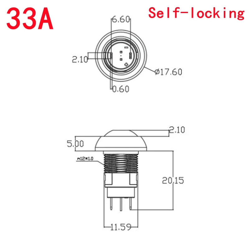 1/6 PCS,Mini Round Push Button Switch,PBS-33A Self-Locking/33B Self-reset,2Pin,12mm,3A 250VAC/1A 125VAC,Electrical Equipment