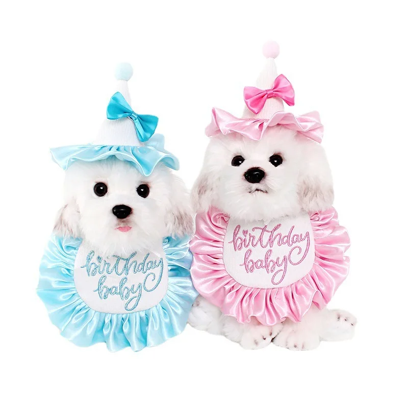 Pet Dog Birthday Party Dress hat Caps and Scarf Cute Hat Bib Cat Saliva Towel Funny Photography Props Gift Pet puppy Costume