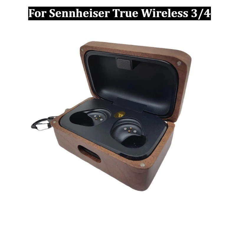 For Sennheiser MOMENTUM True Wireless 3 4 Wireless Bluetooth Headset Solid Wood Walnut Protective Cover Shockproof Hard Case