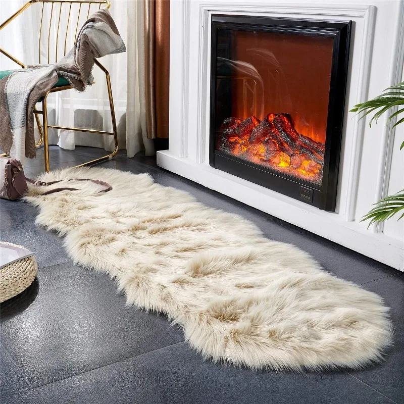 

Ultra Soft Fluffy/Fuzzy Shaggy Area Rug Faux Fur Chair Cover Seat Pad For Bedroom Floor Sofa Living Room (2 X 6 Ft Sheep