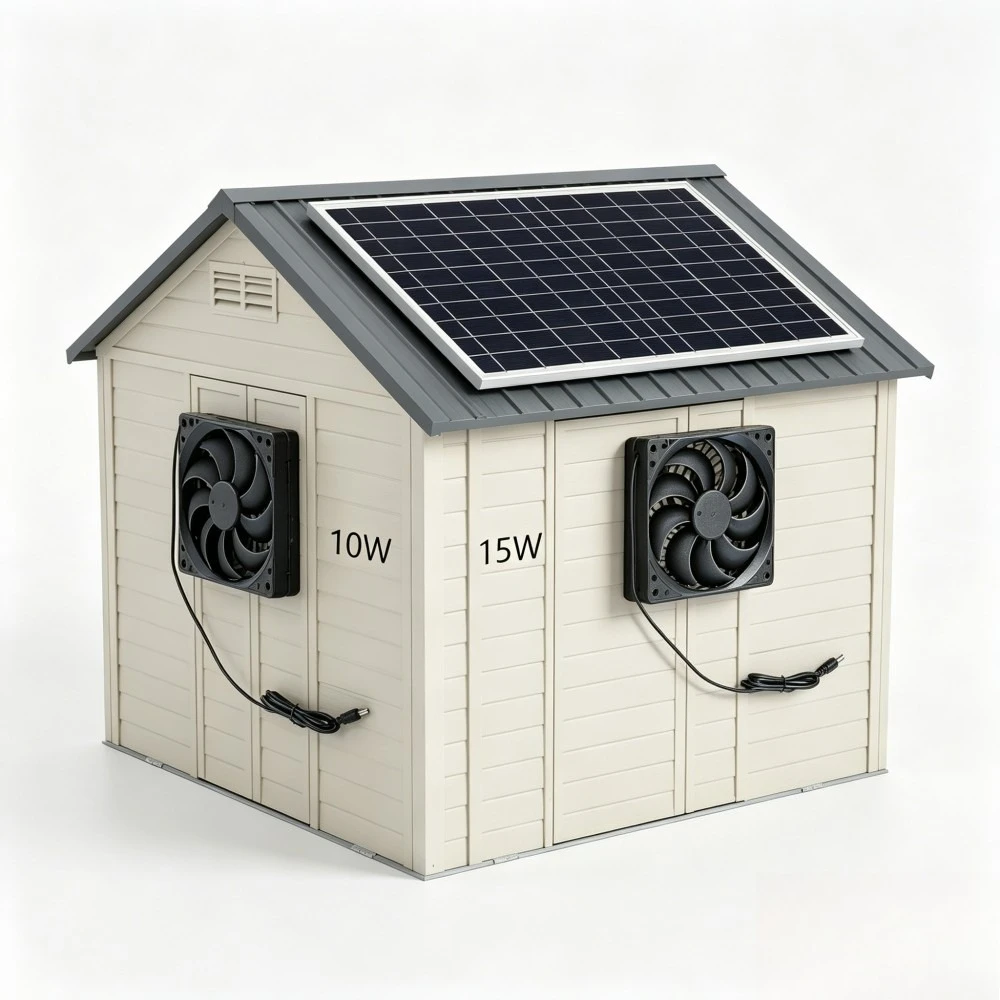 

10W 15W 12V Low Noise Dual Solar Cooling Fan for Chicken Coop Pet House Greenhouse Shed