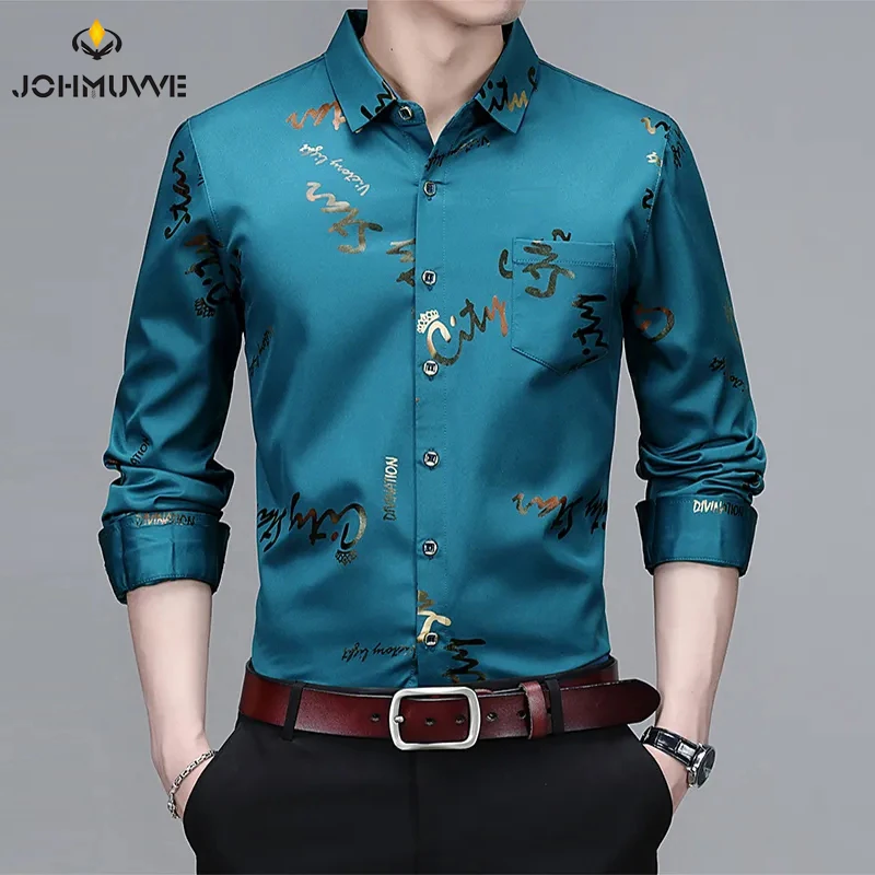 Men\'s Casual and Fashionable Long Sleeved Printed Shirt, Non Ironing and Wrinkle Resistant Business Top