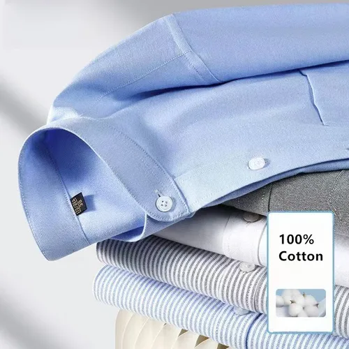 Camisa Oxford a rayas de estilo chino para hombre, gran oferta de primavera y otoño, blusa juvenil informal versátil de Color sólido 5XL