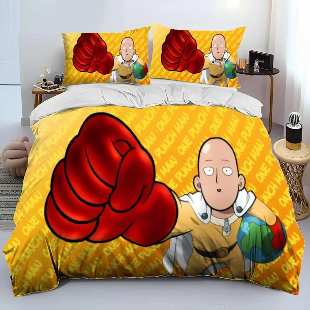 Anime One-Punch Man Saitama Bedding Set Boys Girls Twin Queen Size Duvet Cover Pillowcase Bed Kids Adult Home Textileextile