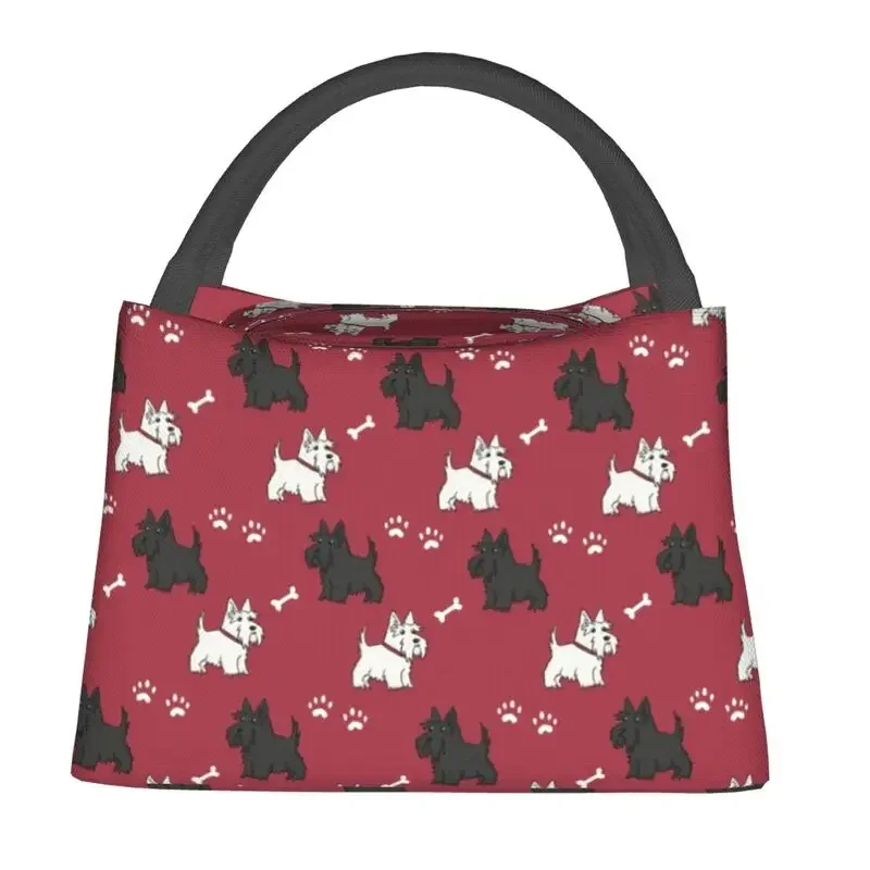 Red Scottish Dog Insulated Lunch Bag Can Re Seal Kawaii Scottie Pet Hot Cooling Lunch Bag Office Picnic Travel