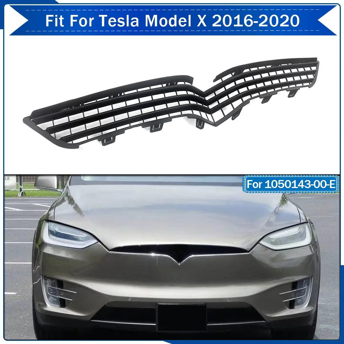 Front Bumper Mesh Grill Upper For Tesla Model X 2016 2017 2018 2019 2020 Front Grille Bumper Grid Black Car Accessories Refit