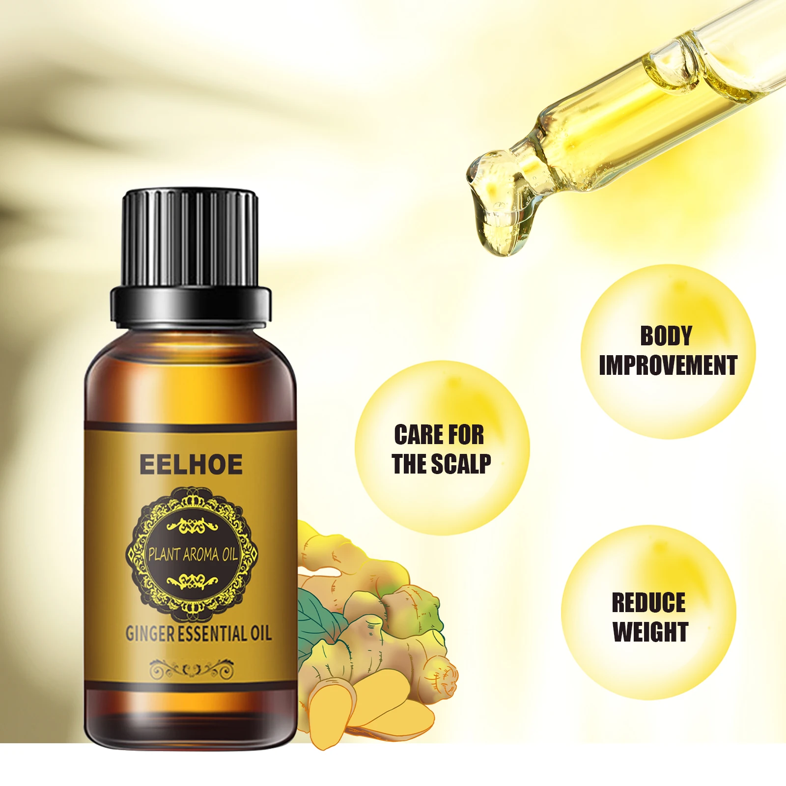 Ginger Essential Oil Slimming Body Massage Natural Fat Burning AntiCellulite Waist Arms Legs Care Promote Metabolism Firming Oil view 4